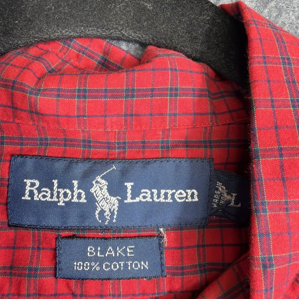 Ralph Lauren Polo Blake Shirt Men's L Button Down Long Sleeve Red Check - Picture 3 of 8